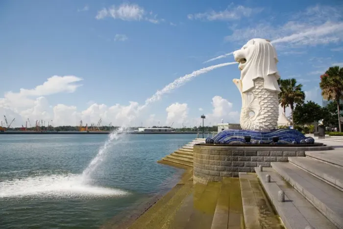 Gerahmter Druck : Der Merlionsstatue