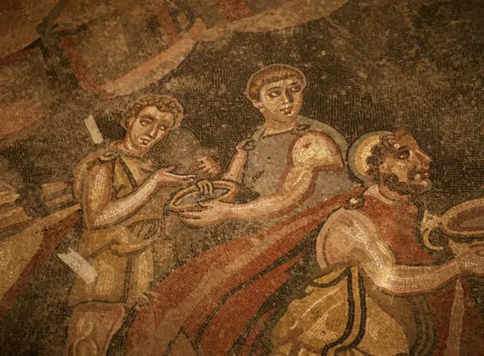 Gerahmter Druck : Mosaik, Ulisse und Polyphemus Gerahmter Druck : Mosaik, Ulisse und Polyphemus