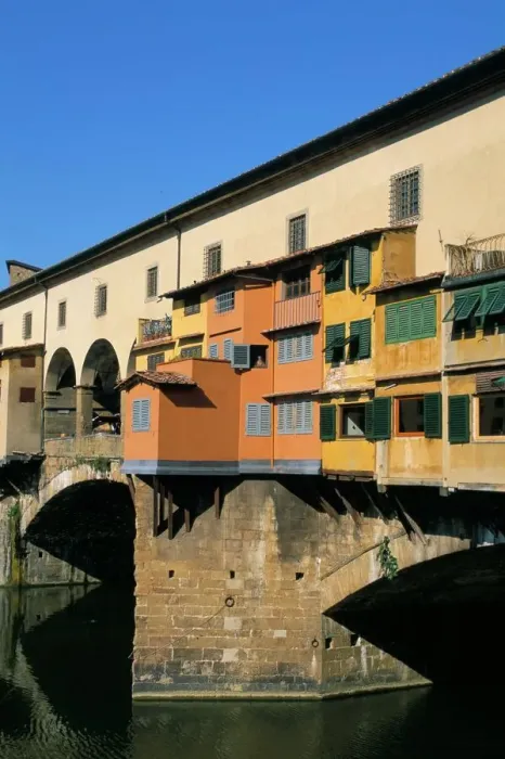 Gerahmter Druck : Das Ponte Vecchio über den Fluss Arno in Florenz, Toskana, Italien und Europa Gerahmter Druck : Das Ponte Vecchio über den Fluss Arno in Florenz, Toskana, Italien und Europa