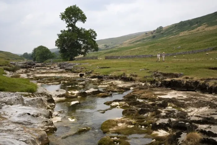 Gerahmter Druck : Fluss Wharfe, Oberer Flusstal von Langstrothdale, nahe Hubberholme im Yorkshire-Dales-Nationalpark Gerahmter Druck : Fluss Wharfe, Oberer Flusstal von Langstrothdale, nahe Hubberholme im Yorkshire-Dales-Nationalpark