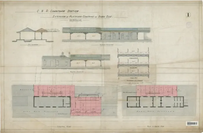 Gerahmter Druck : Granthams Bahnhof Gerahmter Druck : Granthams Bahnhof