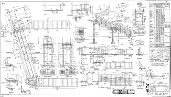 Gerahmter Druck : LMS Wirral-Elektrifizierung - Meols. Details der Bahnhofsviadukt [1937]