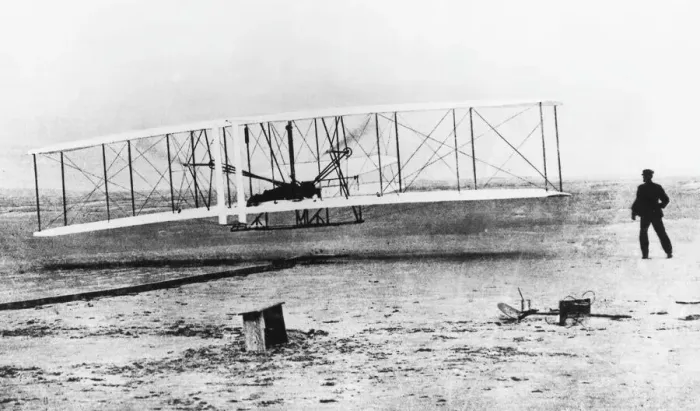 Gerahmter Druck : Erster Flug des Wright-Fliesens 1903