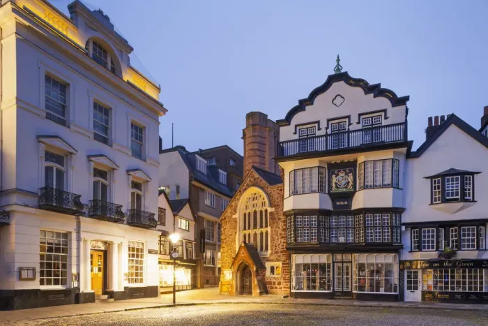 Gerahmter Druck : England, Devon, Exeter,Cathedralgasse,Molss Kaffeehaus