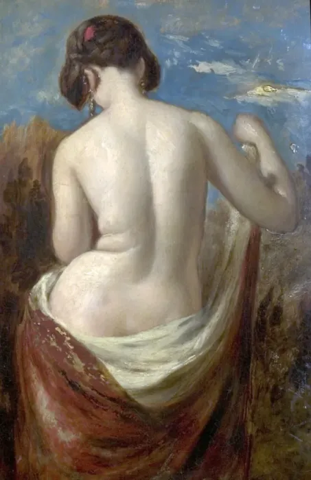 Gerahmter Druck : Studie einer Halbnackten Figur. Gerahmter Druck : Studie einer Halbnackten Figur.