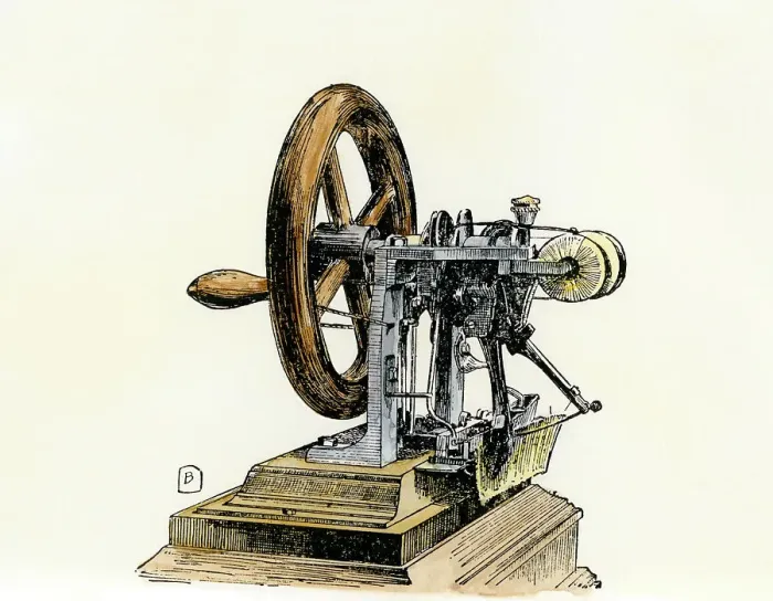 Gerahmter Druck : Erste Nähmaschine, 1846 Gerahmter Druck : Erste Nähmaschine, 1846