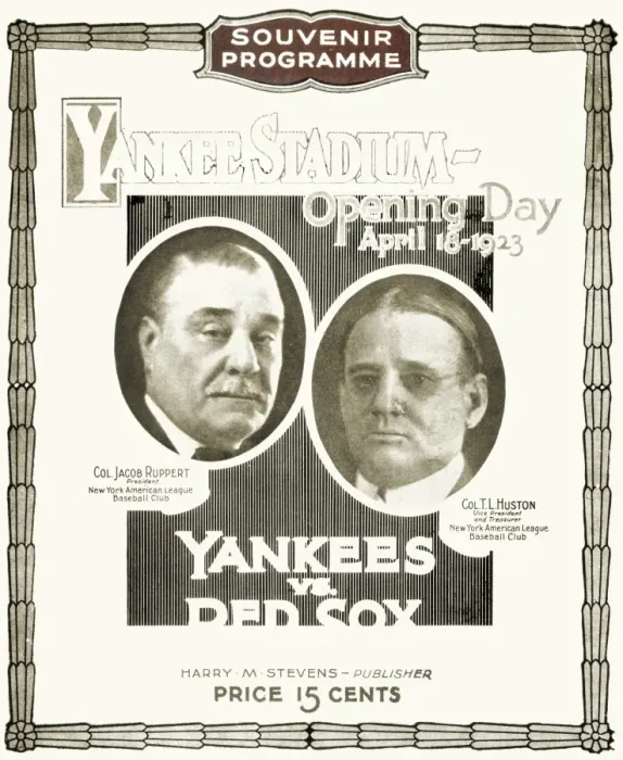 Gerahmter Druck : Baseball-Programm aus dem Jahr 1923. Abdeckung des Programms der ersten Spielzeit im Yankee-Stadion in der Bronx, Neu-York-City am 18. April 1923 zwischen den New York Yankees und den Boston Red Sox Gerahmter Druck : Baseball-Programm aus dem Jahr 1923. Abdeckung des Programms der ersten Spielzeit im Yankee-Stadion in der Bronx, Neu-York-City am 18. April 1923 zwischen den New York Yankees und den Boston Red Sox