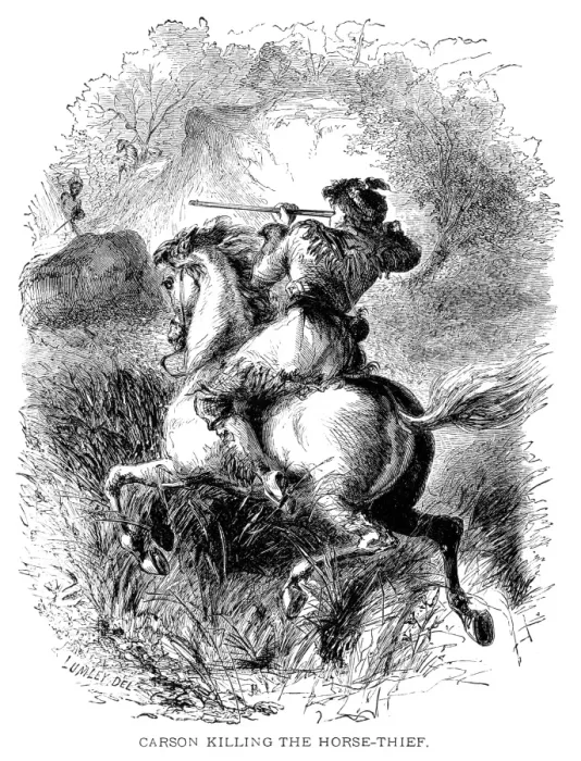 Gerahmter Druck : CHRISTOPHER CARSON (1809-1868). Bekannt als Kit. Amerikanischer Pionier. Carson wurde von Bären angegriffen. Holzgravur von Arthur Lumley aus 'The Life & Adventures of Kit Carson', den Nestor der Rocky Mountains, von DeWitt Peters, New York 1858 Gerahmter Druck : CHRISTOPHER CARSON (1809-1868). Bekannt als Kit. Amerikanischer Pionier. Carson wurde von Bären angegriffen. Holzgravur von Arthur Lumley aus 'The Life & Adventures of Kit Carson', den Nestor der Rocky Mountains, von DeWitt Peters, New York 1858