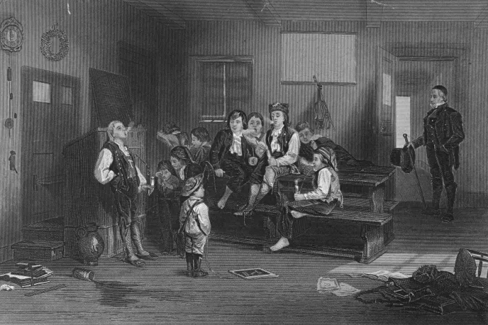 Gerahmter Druck : Elementarbereichschule : Spiel . Die Schule im Spiel. Stahldruck , Amerikanisch , um 1870 nach einem Gemälde von Karl Schösser Gerahmter Druck : Elementarbereichschule : Spiel . Die Schule im Spiel. Stahldruck , Amerikanisch , um 1870 nach einem Gemälde von Karl Schösser