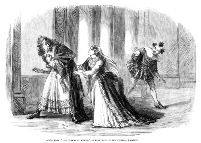 Gerahmter Druck : Shakespeare-Pavillon, 1864. Aufführung von Die Komödie der Fehler zur Feier des Dreihundertjährigen Jubiläums Gerahmter Druck : Shakespeare-Pavillon, 1864. Aufführung von Die Komödie der Fehler zur Feier des Dreihundertjährigen Jubiläums