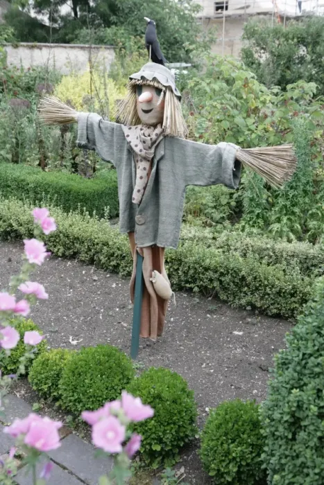 Gerahmter Druck : Scarecrow. Ein Schafskopf im Gemüsegarten des Hotels Barnsley House nahe von Cirencester Gerahmter Druck : Scarecrow. Ein Schafskopf im Gemüsegarten des Hotels Barnsley House nahe von Cirencester