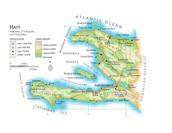 Gerahmter Druck : Karte von Haiti Gerahmter Druck : Karte von Haiti