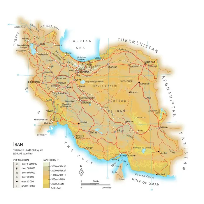 Gerahmter Druck : Karte des Irans Gerahmter Druck : Karte des Irans