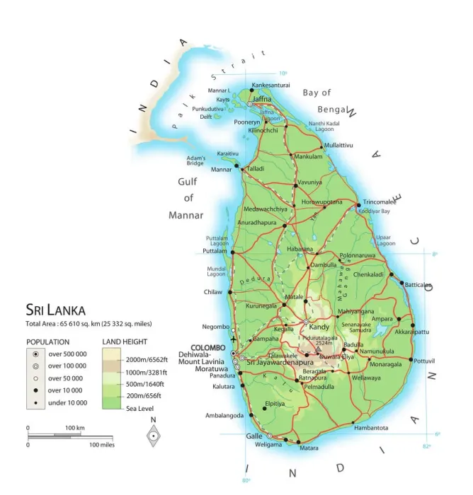 Gerahmter Druck : Karte von Sri-Lanka Gerahmter Druck : Karte von Sri-Lanka