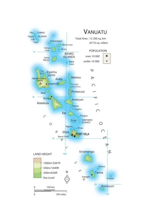 Gerahmter Druck : Karte von Vanuatu