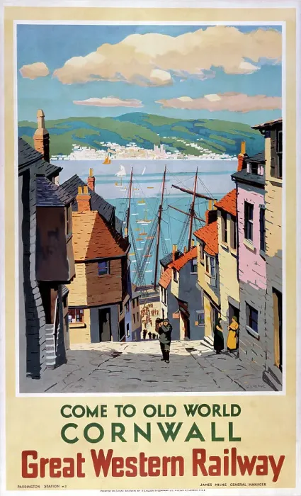 Gerahmter Druck : Cornwall. Kornwalles Westliche Eisenbahn-Gesellschaft