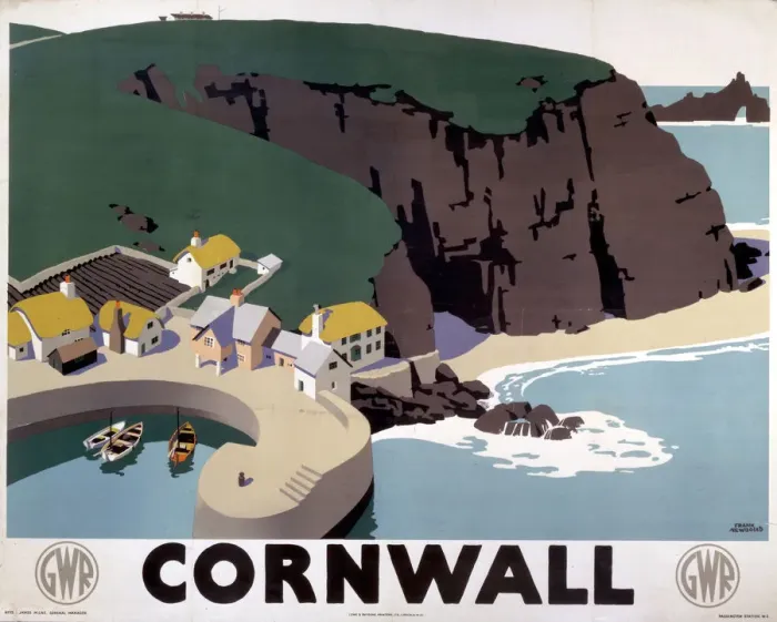 Gerahmter Druck : Kornwalen, GWR Plakat 1923 - 1947 Gerahmter Druck : Kornwalen, GWR Plakat 1923 - 1947