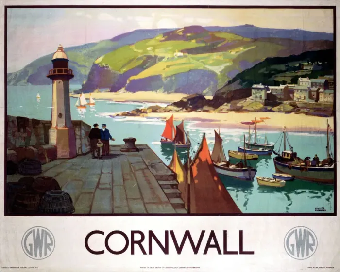 Gerahmter Druck : Kornwalles, GWR-Plakat, 1937 Gerahmter Druck : Kornwalles, GWR-Plakat, 1937