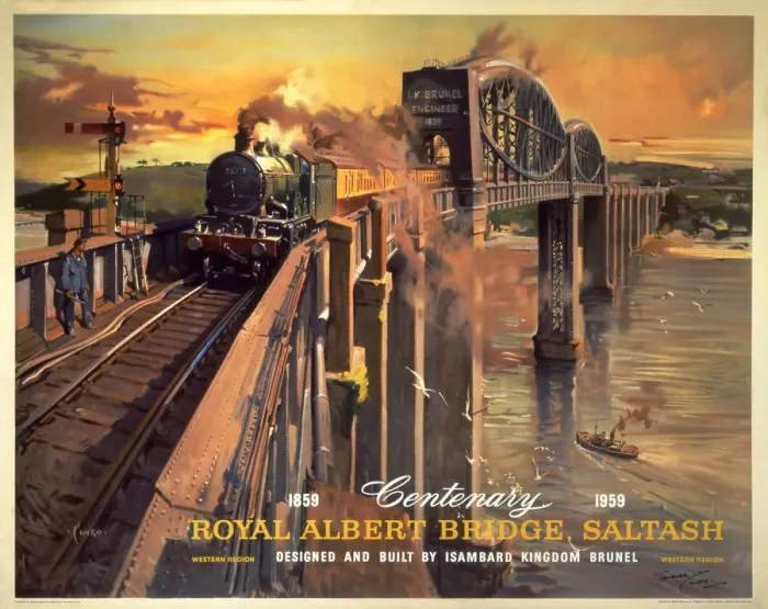 Gerahmter Druck : Der Königliche Albertrangierbrücke in Saltschall, BR (WR), Plakat aus dem Jahr 1958 Gerahmter Druck : Der Königliche Albertrangierbrücke in Saltschall, BR (WR), Plakat aus dem Jahr 1958