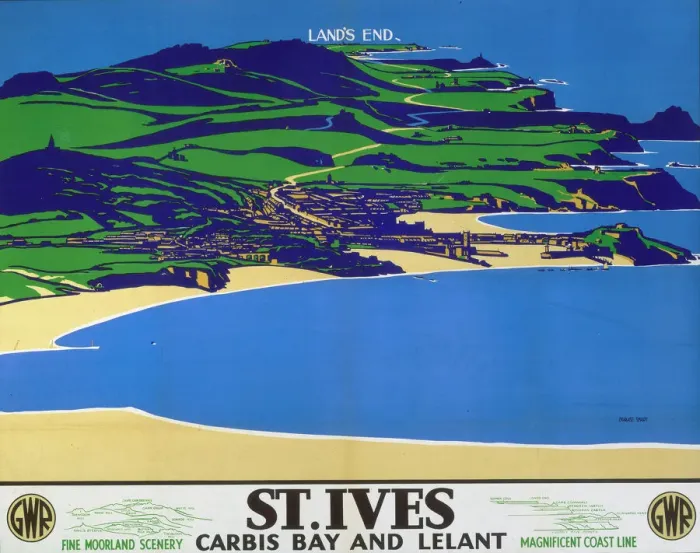 Gerahmter Druck : St Ives, GWR-Plakat, ca 1935 Gerahmter Druck : St Ives, GWR-Plakat, ca 1935