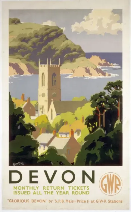 Gerahmter Druck : Der Devon, GWR-Plakat, um 1930er Jahre Gerahmter Druck : Der Devon, GWR-Plakat, um 1930er Jahre