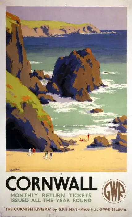 Gerahmter Druck : Kornwal, GWR-Plakat 1938 Gerahmter Druck : Kornwal, GWR-Plakat 1938