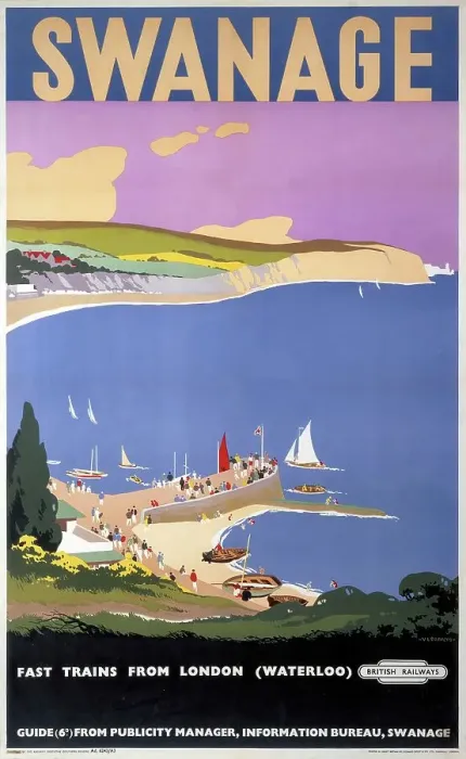 Gerahmter Druck : Swanage, BR-Plakate, ca 1955 Gerahmter Druck : Swanage, BR-Plakate, ca 1955