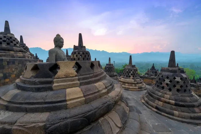 Gerahmter Druck : Der Borobodur-Tempel in Zentral-Java Indien Gerahmter Druck : Der Borobodur-Tempel in Zentral-Java Indien