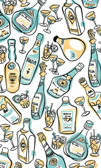 Gerahmter Druck : Bottichmuster in farbenfroher Illustration