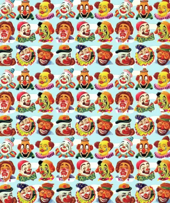 Gerahmter Druck : Ein Clown und ein Hobo in einem Gemälde Gerahmter Druck : Ein Clown und ein Hobo in einem Gemälde