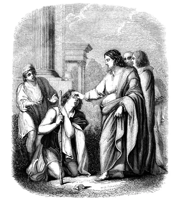 Gerahmter Druck : Christ heilend der Blinden Gerahmter Druck : Christ heilend der Blinden