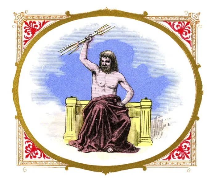 Gerahmter Druck : Jupiter. Antikes Lithografie aus dem Jahr 1883 Gerahmter Druck : Jupiter. Antikes Lithografie aus dem Jahr 1883