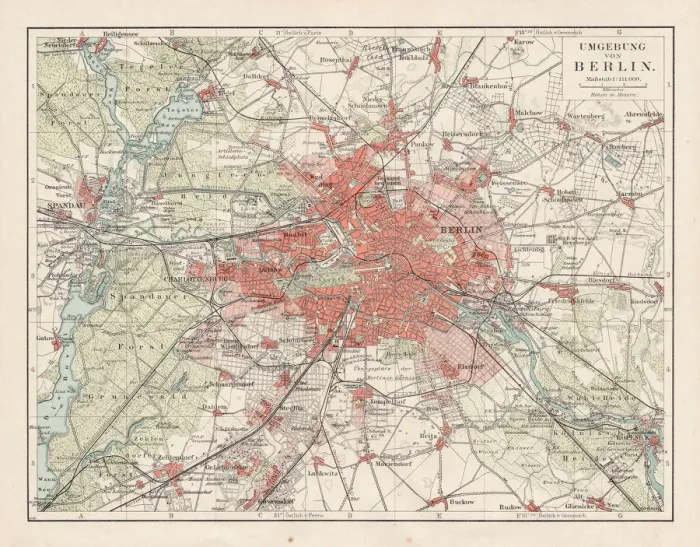 Gerahmter Druck : Karte von Berlin 1900 Gerahmter Druck : Karte von Berlin 1900