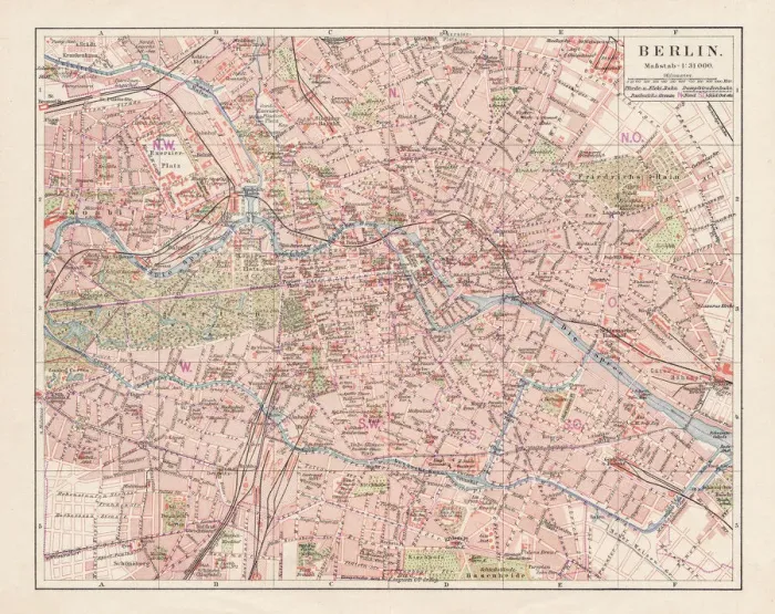 Gerahmter Druck : Karte von Berlin 1900 Gerahmter Druck : Karte von Berlin 1900