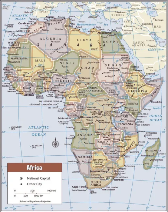 Gerahmter Druck : Afrika Kontinentkarte Gerahmter Druck : Afrika Kontinentkarte