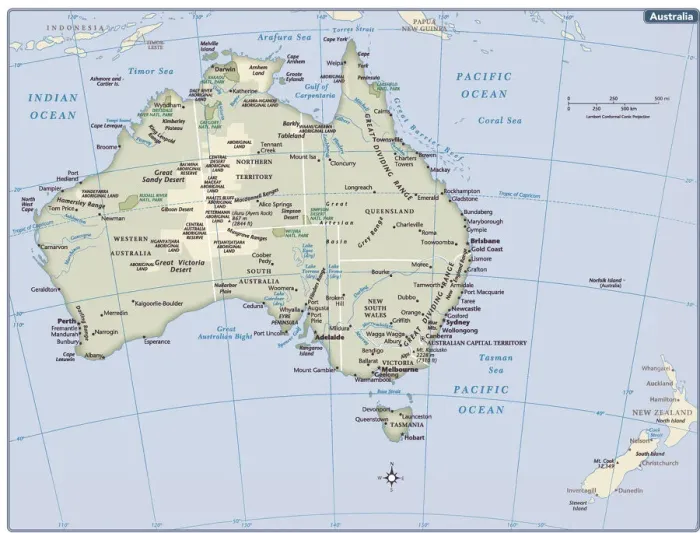 Gerahmter Druck : Australien Landkarte Gerahmter Druck : Australien Landkarte
