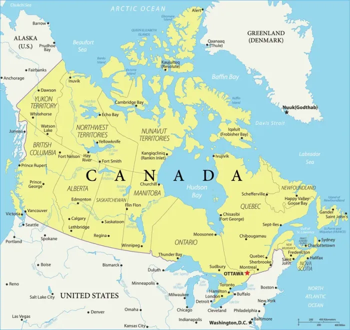 Gerahmter Druck : Kanada Referenzkarte