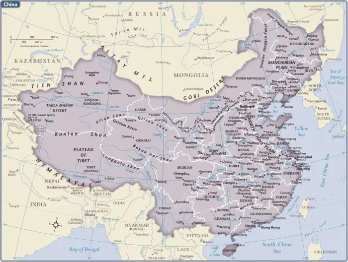 Gerahmter Druck : Chinas Landkarte Gerahmter Druck : Chinas Landkarte