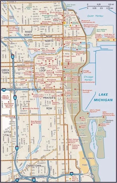 Gerahmter Druck : Zentrum von Chicago, Illinois Gerahmter Druck : Zentrum von Chicago, Illinois