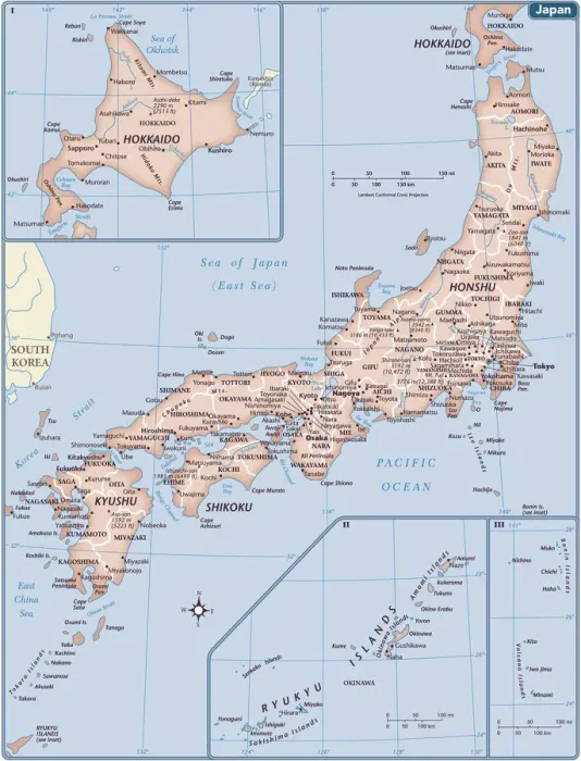 Gerahmter Druck : Bild der Landkarte Japans Gerahmter Druck : Bild der Landkarte Japans
