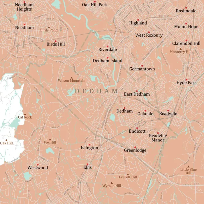Gerahmter Druck : Norfolk-Dedham-Vector-Road-Karte Gerahmter Druck : Norfolk-Dedham-Vector-Road-Karte