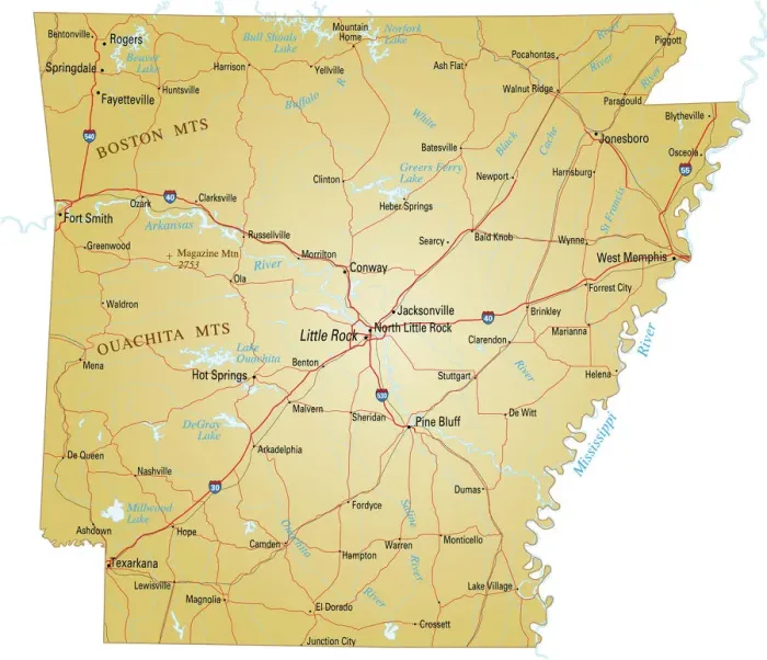 Gerahmter Druck : Karte von Arkansas Gerahmter Druck : Karte von Arkansas
