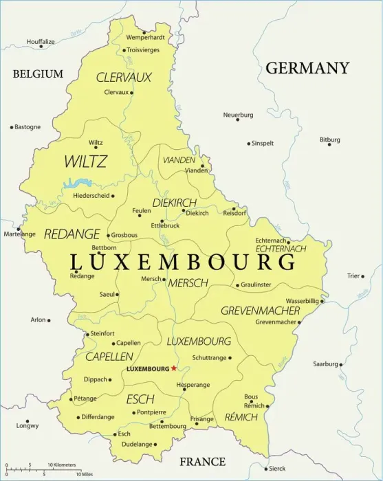 Gerahmter Druck : Karte von Luxemburg - Vektor Gerahmter Druck : Karte von Luxemburg - Vektor