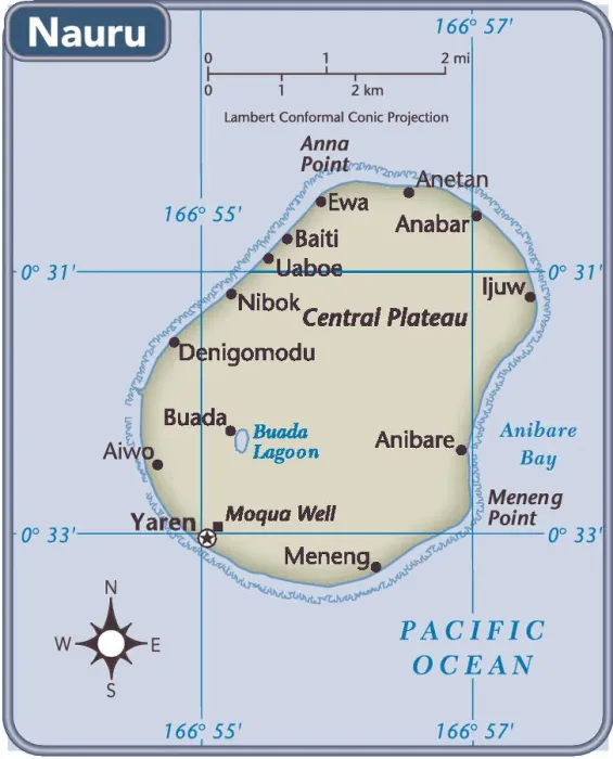 Gerahmter Druck : Nauru Landkarte Gerahmter Druck : Nauru Landkarte
