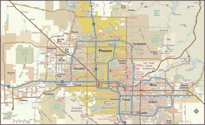 Gerahmter Druck : Phönix, Arizona Kartenplan Gerahmter Druck : Phönix, Arizona Kartenplan