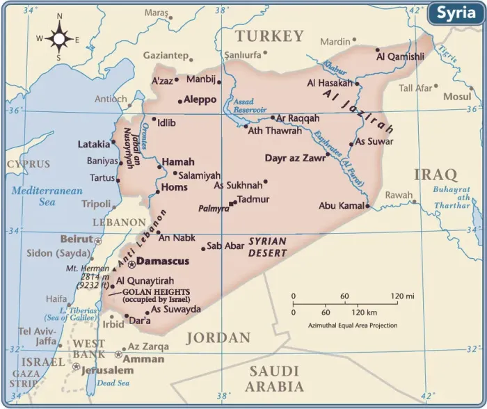 Gerahmter Druck : Syrien Landkarte