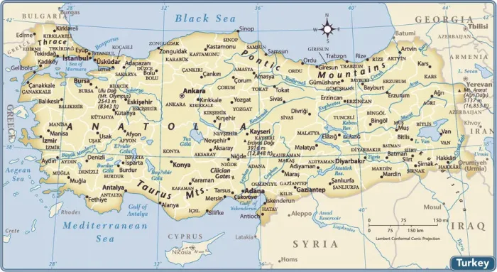 Gerahmter Druck : Turkei-Länderkarte Gerahmter Druck : Turkei-Länderkarte