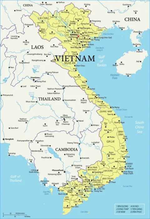 Gerahmter Druck : Vietnam Karte Gerahmter Druck : Vietnam Karte