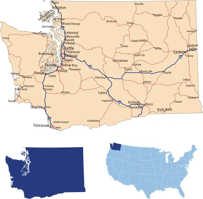 Gerahmter Druck : Karte der Straße Washington Gerahmter Druck : Karte der Straße Washington