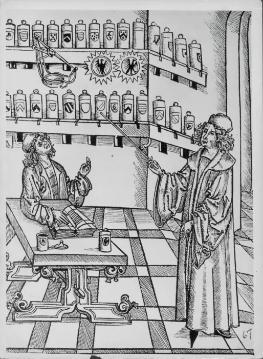 Gerahmter Druck : Mittelalterliche Alchemie Gerahmter Druck : Mittelalterliche Alchemie
